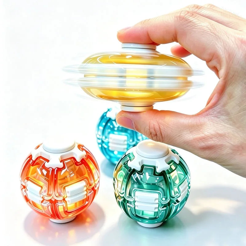NEW Magic Press To Spin Stress Relief Fidget Balls Autism ADHD Focus Quiet Cool Gadgets Unique Gifts For Kids & Adults