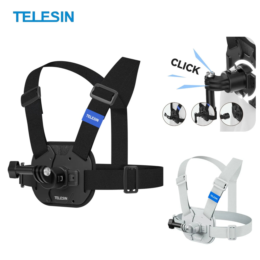 TELESIN Quick-Release Chest Strap Mount for GoPro Hero 13/12/11/10/9/8/7, Insta360, DJI OSMO Action 5/4/3 & SJCAM