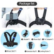 TELESIN Quick-Release Chest Strap Mount for GoPro Hero 13/12/11/10/9/8/7, Insta360, DJI OSMO Action 5/4/3 & SJCAM