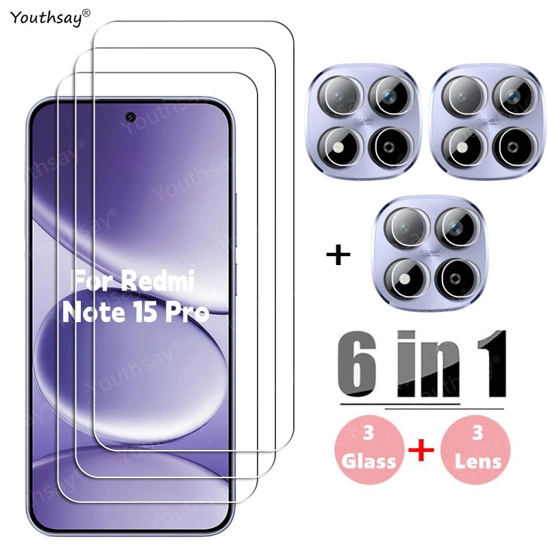 Redmi Note 15 Pro 5G Tempered Glass Screen Protector – 6-in-1 Full Protection Kit