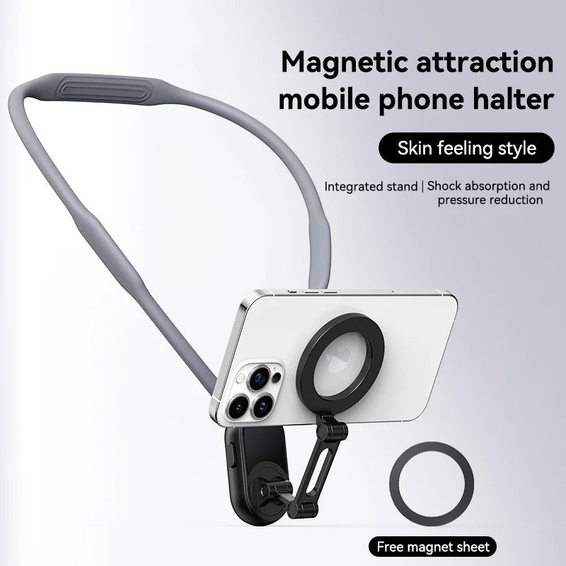 2025 NEW Silicone Magnetic Neck Mount – Quick Release Phone Holder for iPhone & Android