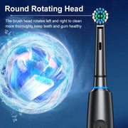 Electric Toothbrush – Deep Clean & Whitening, Ultrasonic Rotation with 4/8 Replacement Heads