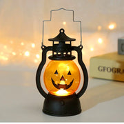 Halloween LED Hanging Pumpkin Lantern Light Ghost Lamp Candle Light Retro Small Oil Lamp Halloween Party Home Decor Horror Props