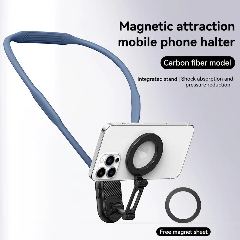 2025 NEW Silicone Magnetic Neck Mount – Quick Release Phone Holder for iPhone & Android