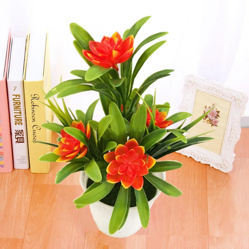 Artificial Flowers Bonsai – Fake Plant Pot for Home, Office & Wedding Decor