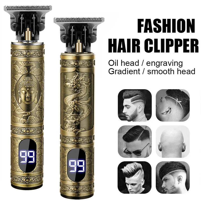 Vintage Cordless Hair Trimmer – Professional Barber Clipper with USB Fast Charging