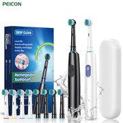 Electric Toothbrush – Deep Clean & Whitening, Ultrasonic Rotation with 4/8 Replacement Heads