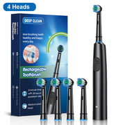 Electric Toothbrush – Deep Clean & Whitening, Ultrasonic Rotation with 4/8 Replacement Heads