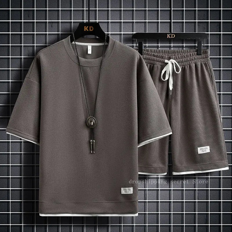 Men's Summer Sports Suit – Breathable T-Shirt & Shorts Set, Loose Casual Fit