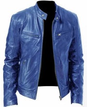 Men's Faux Leather Bomber Jacket – Casual Loose Fit Motorcycle Biker Style
