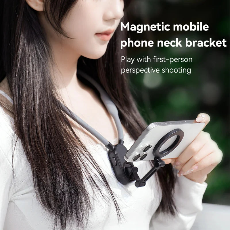 2025 NEW Silicone Magnetic Neck Mount – Quick Release Phone Holder for iPhone & Android