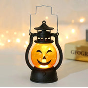 Halloween LED Hanging Pumpkin Lantern Light Ghost Lamp Candle Light Retro Small Oil Lamp Halloween Party Home Decor Horror Props