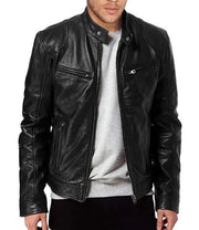 Men's Faux Leather Bomber Jacket – Casual Loose Fit Motorcycle Biker Style