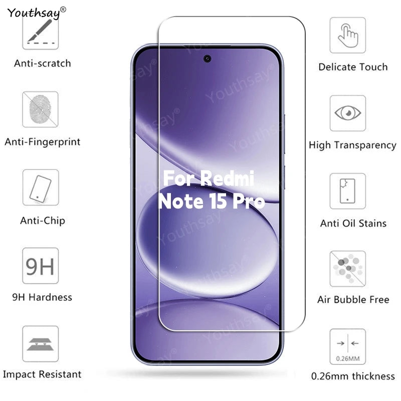 Redmi Note 15 Pro 5G Tempered Glass Screen Protector – 6-in-1 Full Protection Kit