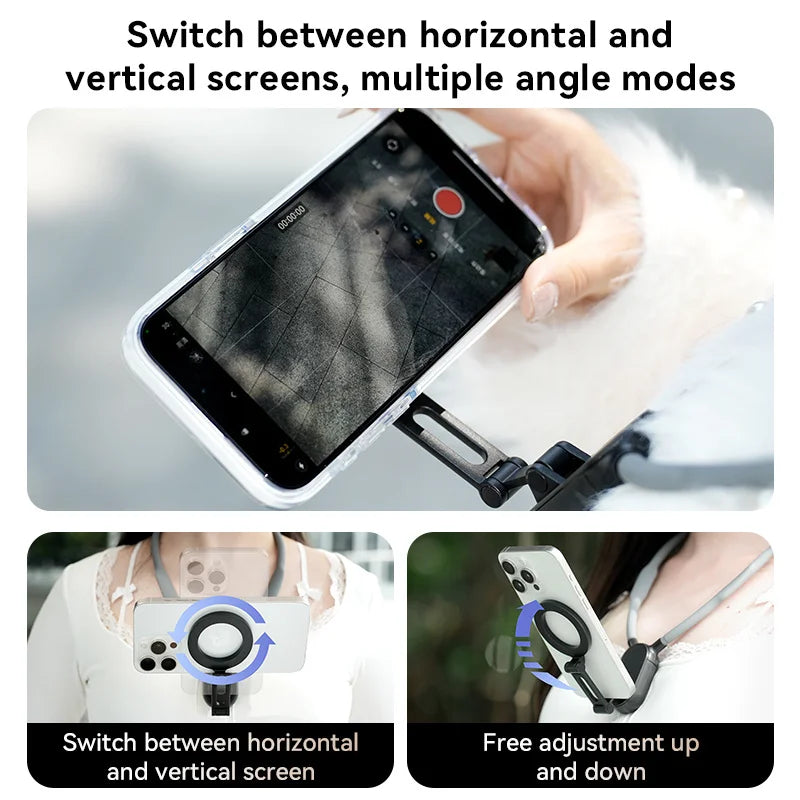 2025 NEW Silicone Magnetic Neck Mount – Quick Release Phone Holder for iPhone & Android