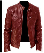 Men's Faux Leather Bomber Jacket – Casual Loose Fit Motorcycle Biker Style