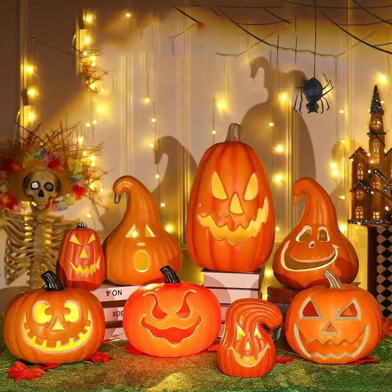 Halloween Glowing Pumpkin Decor LED Triple Layer Light Up Pumpkin Decor Battery Powered Festival Theme Home Party Decorations