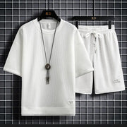 Men's Summer Sports Suit – Breathable T-Shirt & Shorts Set, Loose Casual Fit