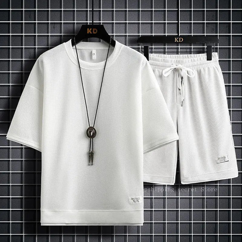 Men's Summer Sports Suit – Breathable T-Shirt & Shorts Set, Loose Casual Fit