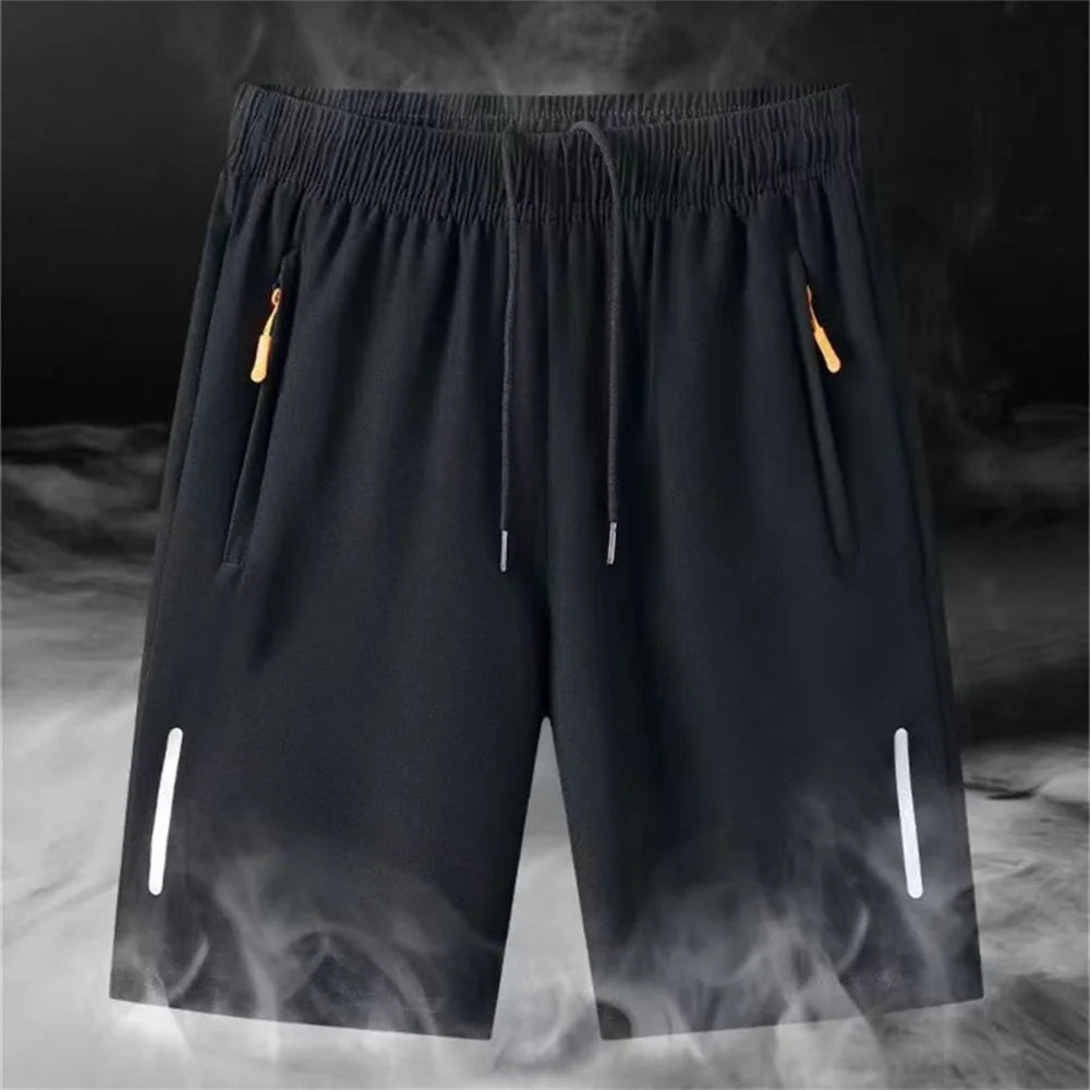Men's Ice Silk Beach Shorts – Ultra-Thin Quick Dry Gym Sport Sweatpants with Zipper