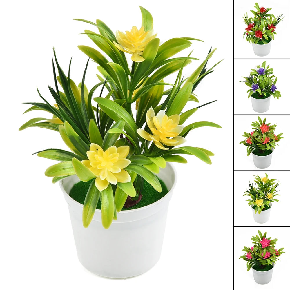 Artificial Flowers Bonsai – Fake Plant Pot for Home, Office & Wedding Decor